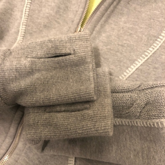 LULULEMON Gray Limited Edition Cable-Knit Scuba Hoodie Neon Yellow Sz Small (?) - Picture 5 of 10